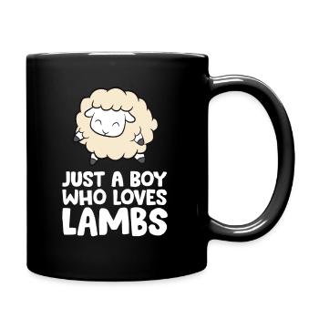 Just a Boy Who Loves Lambs - Full Colour Mug - black - Right