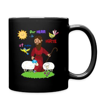 Der gute Hirte - Tasse einfarbig - Schwarz - Rechts