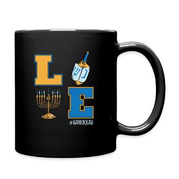 Love Hanukkah, Jewish Dreidel Menorah Hanukkah - Full Colour Mug - black - Right