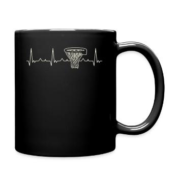 Basketball Basket Net. Heart. Love. EKG. Pulse. - Full Colour Mug - black - Right