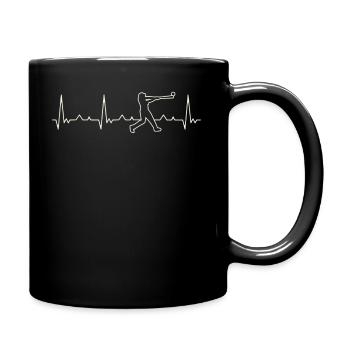 Baseball Player homerun hit. Heart. Love. EKG. - Full Colour Mug - black - Right