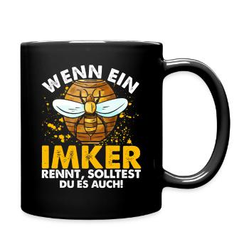 Imker Spruch - Wenn ein Imker Rennt, Solltest du e - Tasse einfarbig - Schwarz - Rechts