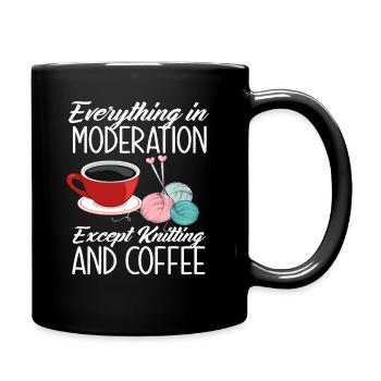 Stricken Kaffee Liebe Hobby - Tasse einfarbig - Schwarz - Rechts