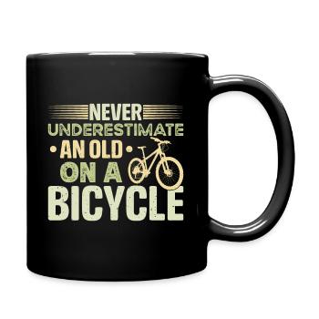 Man Woman Older Bicycle Cyclist - Full Colour Mug - black - Right
