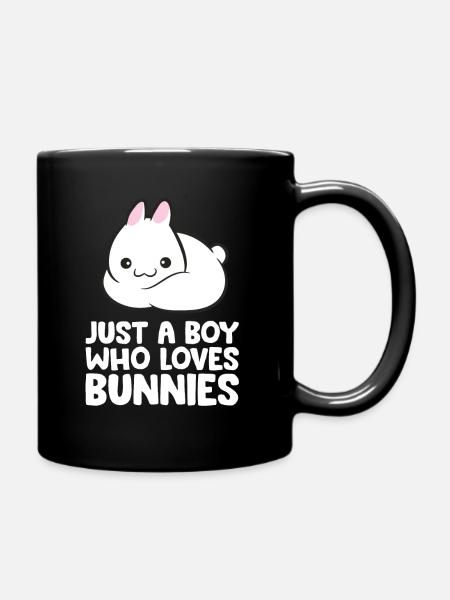 Just a Boy Who Loves Bunnies - Full Colour Mug - black