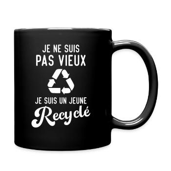 Je ne suis pas vieux je suis un jeune recyclé - Mug uni - noir - Droite