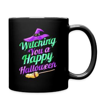 Witch Hat And Broom Wishing Witching You A Happy - Tasse einfarbig - Schwarz - Rechts