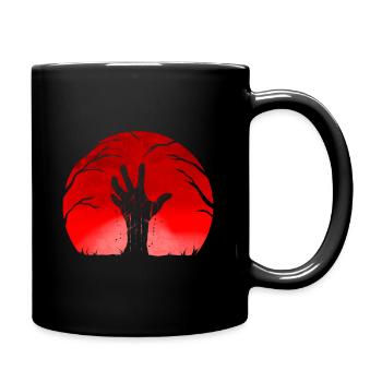 Zombie Hand Shadow Out Of Grave Red Moon Halloween - Full Colour Mug - black - Right