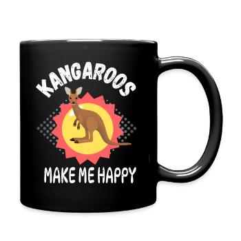 Kängurus machen mich glücklich - Tasse einfarbig - Schwarz - Rechts