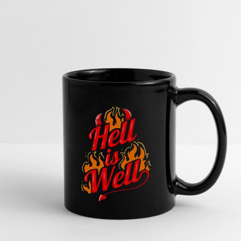 L’enfer est bien Flammes Devils Cornes et queue Mug uni