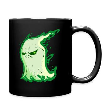 Fantôme grincheux de l’ vert à Halloween - Mug uni - noir - Droite
