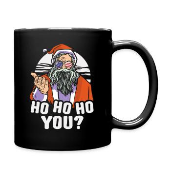Ho Ho Ho You? Ugly Christmas Sweater Holiday Xmas - Full Colour Mug - black - Right