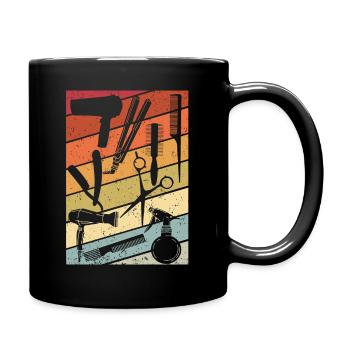 Friseur Vintage Friseur Retro Geschenk Barber Desi - Tasse einfarbig - Schwarz - Rechts