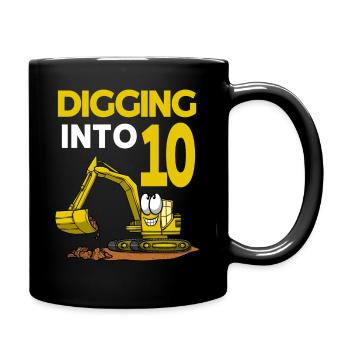 Conducteur de pelle creusant dans 10 anniversaire - Mug uni - noir - Droite