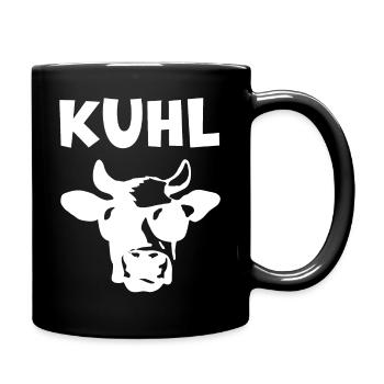 Kuh Kuhl Coole Kuh mit Sonnenbrille Lustig - Tasse einfarbig - Schwarz - Rechts