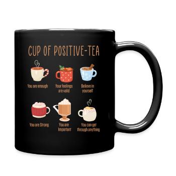 Positivity Cup Drinks Motivational Inspirational - Full Colour Mug - black - Right