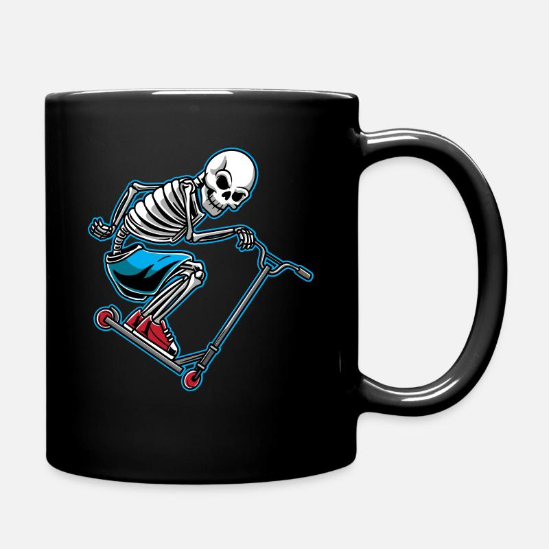 Skeleton Scooter Scooter Halloween Kick Scooter - Full Colour Mug - black