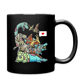 Lustige Zombie Dinosaurier Mumie Halloween - Tasse einfarbig - Schwarz - Rechts