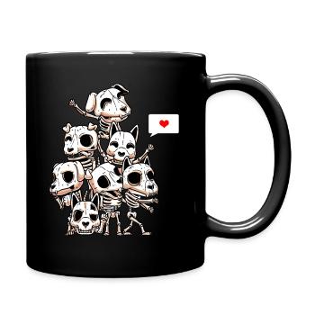 Funny Skeletal Dogs Creepy Halloween - Full Colour Mug - black - Right