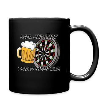 Dart Dartscheibe Dartspieler Bullseye Wurf Design - Tasse einfarbig - Schwarz - Rechts