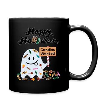 Mignon fantôme Kawaii | Bonbons d’Halloween recherchés - Mug uni - noir - Droite