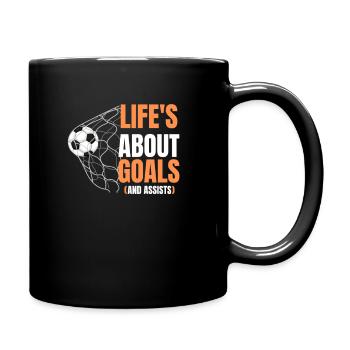 Soccer 'Life's About Goals' Football Quote Aesthet - Full Colour Mug - black - Right