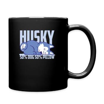 50% Dog 50% Pillow, Husky Dog Lover - Full Colour Mug - black - Right