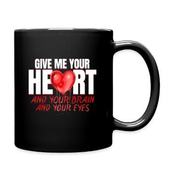Zombie Donnez-moi votre cœur, votre cerveau et vos yeux - Mug uni - noir - Droite
