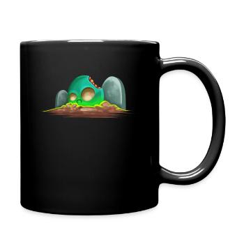 Bite Off Comic Zombie Skull On Graveyard - Tasse einfarbig - Schwarz - Rechts