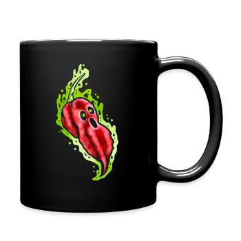 Effrayant Hot Ghost Pepper avec visage Halloween - Mug uni - noir - Droite
