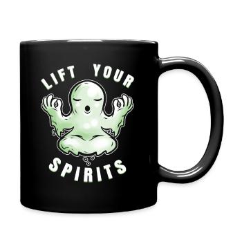 Lift Your Spirits Ghost Yoga Meditation Spirit - Full Colour Mug - black - Right