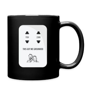 Steckdose Witze Geerdet Strenge Eltern Wortspiele - Tasse einfarbig - Schwarz - Rechts