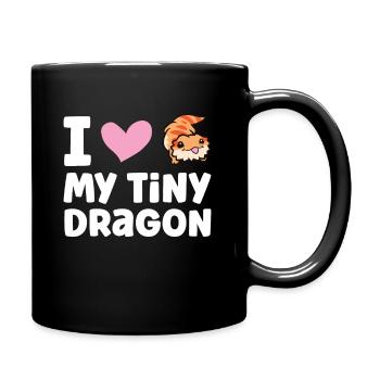 Ich liebe meinen kleinen Drachen Reptil Pogona - Tasse einfarbig - Schwarz - Rechts