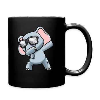 Elefant Mit Sonnenbrille Dabbing - Tasse einfarbig - Schwarz - Rechts