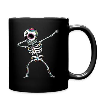 Dabbing Sugar Skull Skeleton Dia De Los Muertos - Full Colour Mug - black - Right