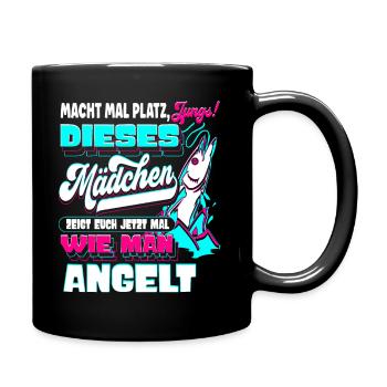 Mädchen Zeigt Jungs Wie Man Angelt Angeln - Tasse einfarbig - Schwarz - Rechts