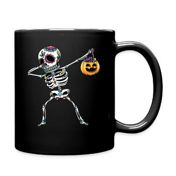 Skeleton Pumpkin Dia De Los Muertos Halloween - Full Colour Mug - black - Right