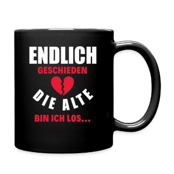 Endlich Geschieden Lustiges Exfrau Scheidung - Tasse einfarbig - Schwarz - Rechts