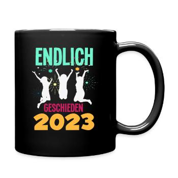Endlich Geschieden 2023 Scheidungsparty - Tasse einfarbig - Schwarz - Rechts