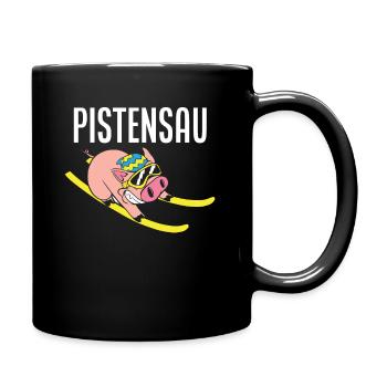 Lustiges Skifahrer Skifahren Ski Wintersport - Tasse einfarbig - Schwarz - Rechts