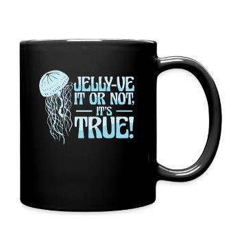 Jellyfish Flowers Entangled Swimming Wordplay Pun - Full Colour Mug - black - Right