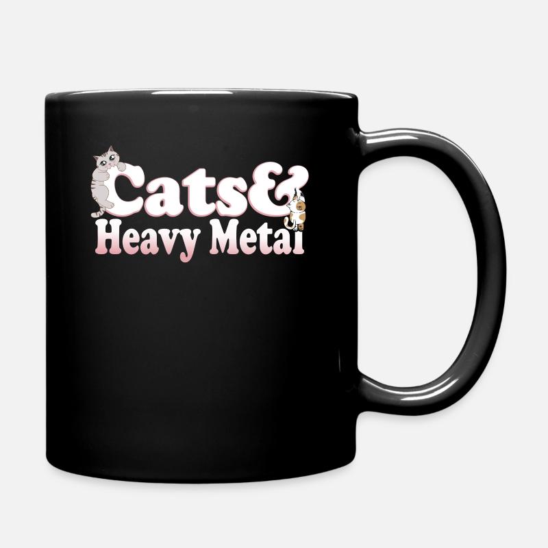 Chats mignons de Kawaii et chat de femmes de métaux lourds et - Mug uni - noir