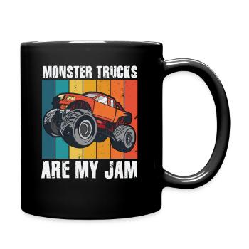 Monster Trucks Are My Jam Vintage Retro - Full Colour Mug - black - Right