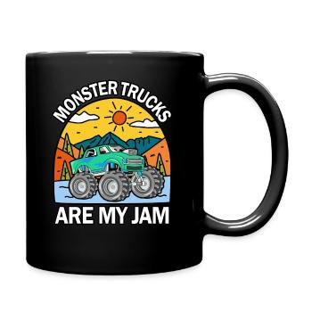 Monster Trucks Are My Jam Vintage Retro - Full Colour Mug - black - Right