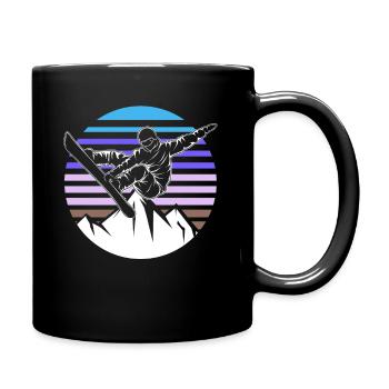 Retro Snowboard Snowboarder - Tasse einfarbig - Schwarz - Rechts