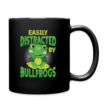 Easily Distracted By Bullfrogs, Frog - Full Colour Mug - black - Right