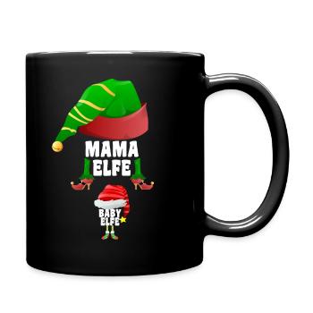 Baby & Mama Elfe Schwangerschaft Verkünden - Tasse einfarbig - Schwarz - Rechts