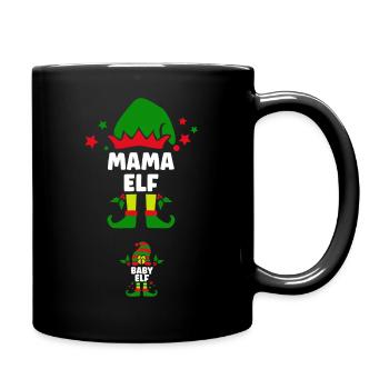 Mama & Baby Elf - Schwangerschaft verkünden - Tasse einfarbig - Schwarz - Rechts