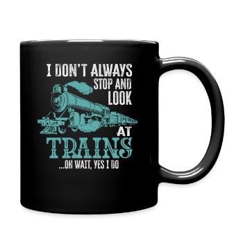 Je ne m’arrête pas toujours de regarder les trains Oh attendez - Mug uni - noir - Droite