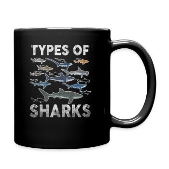 Types of Sharks. Marine Biology Sea Creatures - Full Colour Mug - black - Right